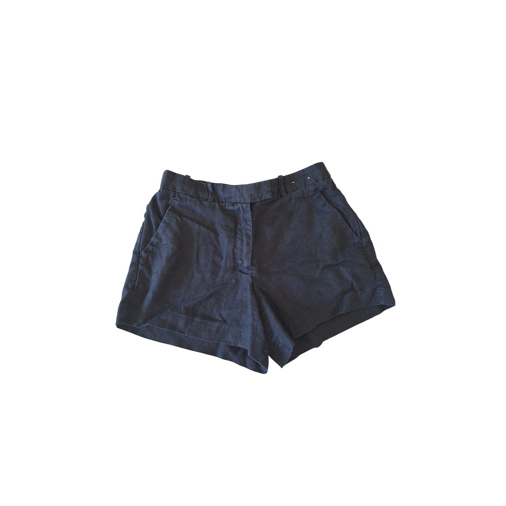 Abercrombie & Fitch Black 100% Linen Shorts Womens Size 29 Elastic Back Mid Rise